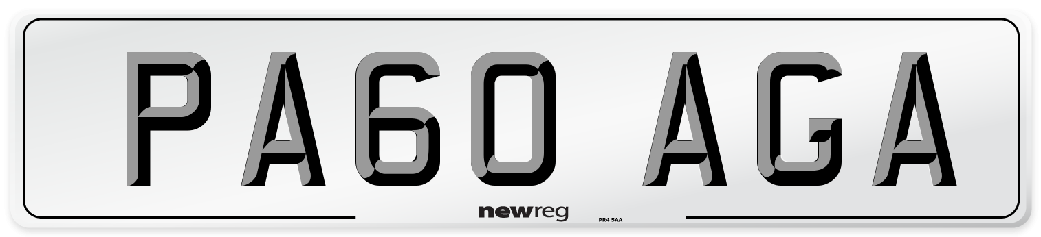 PA60 AGA Number Plate from New Reg